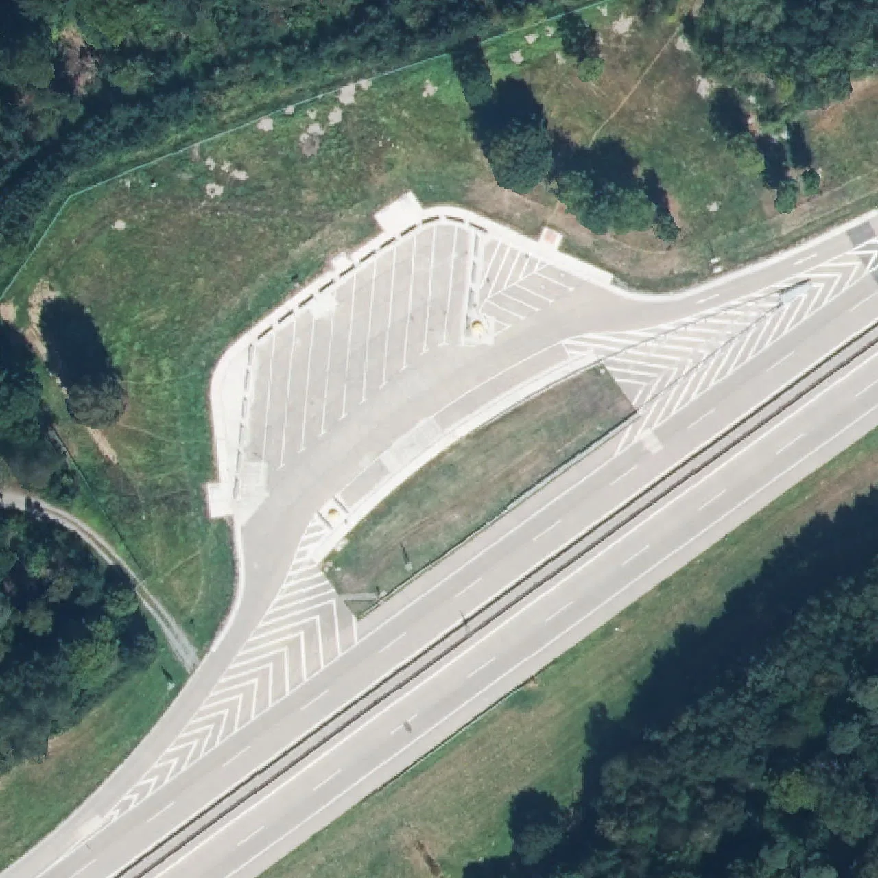 Aerial photo (orthophoto) of truck parking Großer Wald from 2024
