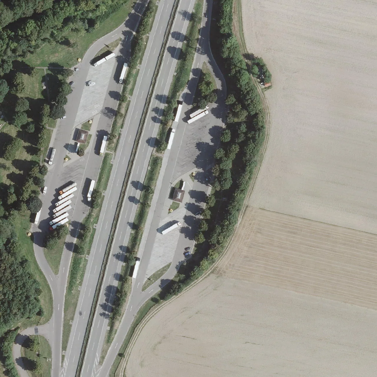 Aerial photo (orthophoto) of truck parking Sankt Jakob Ost from 2024