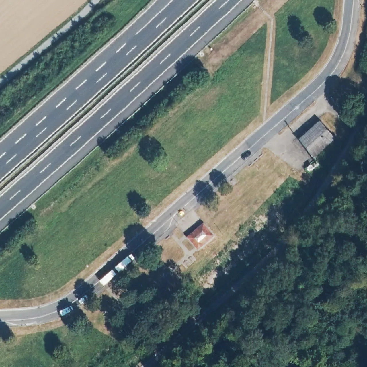 Aerial photo (orthophoto) of truck parking Holzspitze Ost from 2024