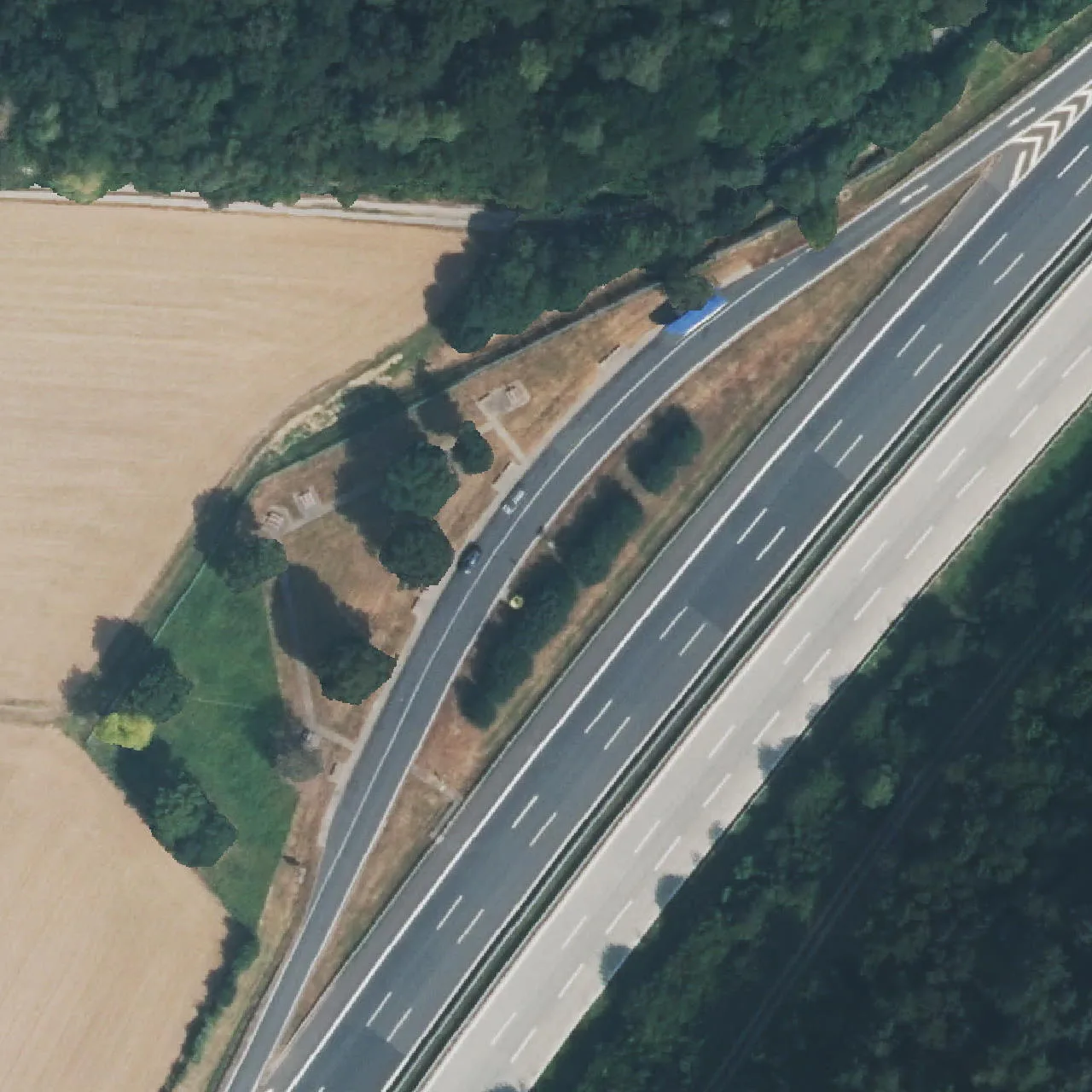 Aerial photo (orthophoto) of truck parking Steinbacher Höhe West from 2024