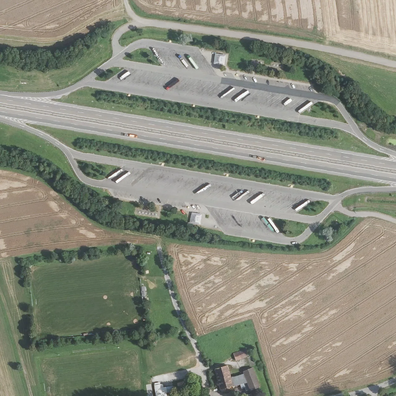 Aerial photo (orthophoto) of truck parking Reußenberg Süd from 2024