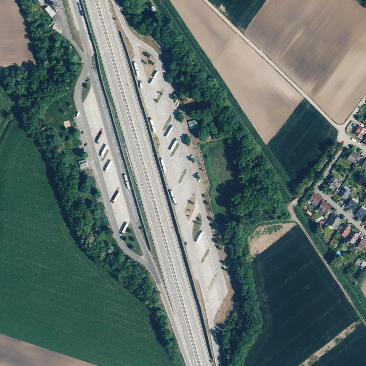 Aerial photo (orthophoto) of truck parking Wachenburg from 2023