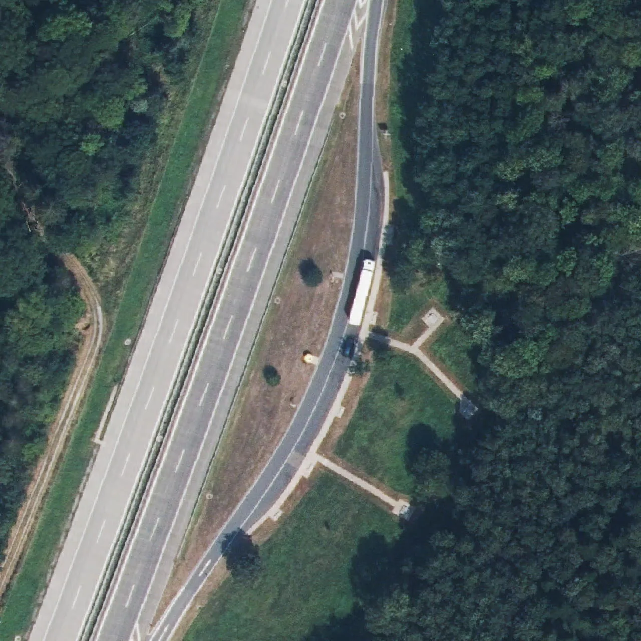 Aerial photo (orthophoto) of truck parking Seewald from 2024