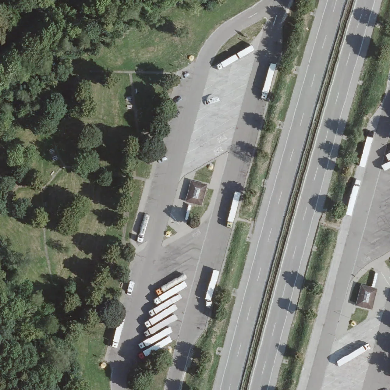 Aerial photo (orthophoto) of truck parking Vor dem Donauried West from 2024