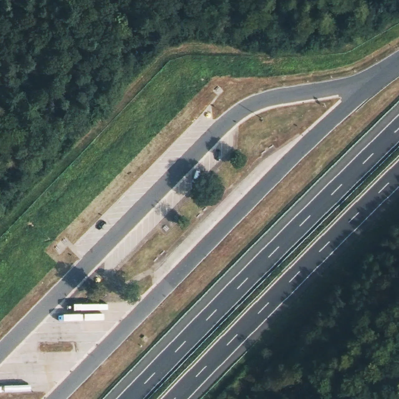 Aerial photo (orthophoto) of truck parking Spitalwald West from 2024