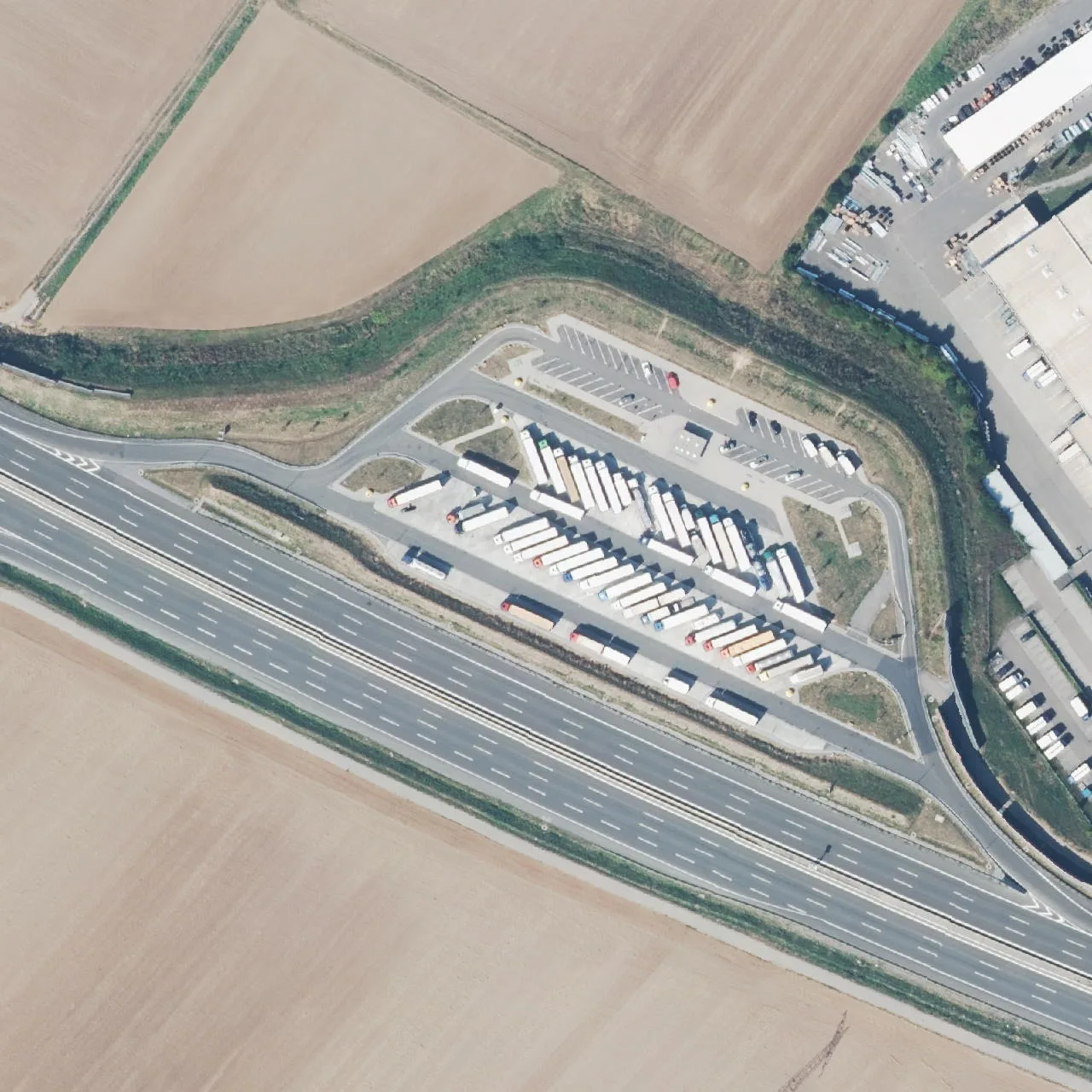 Aerial photo (orthophoto) of truck parking Sulmtal Nord from 2024