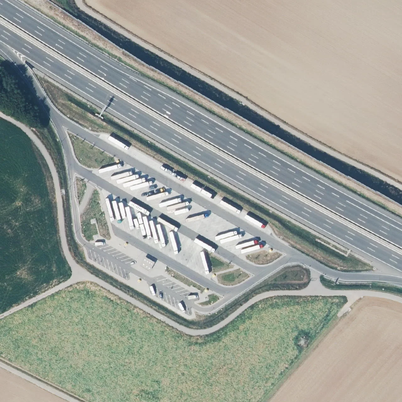 Aerial photo (orthophoto) of truck parking Sulmtal Süd from 2024