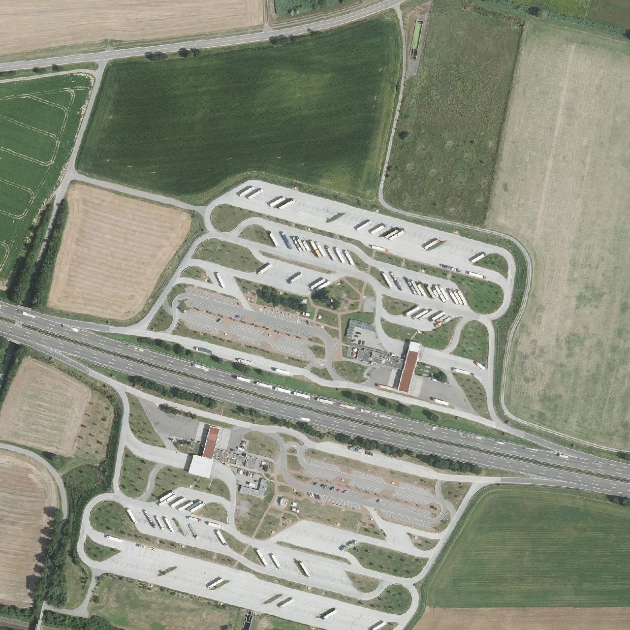Aerial photo (orthophoto) of truck parking Hohenlohe Nord from 2024