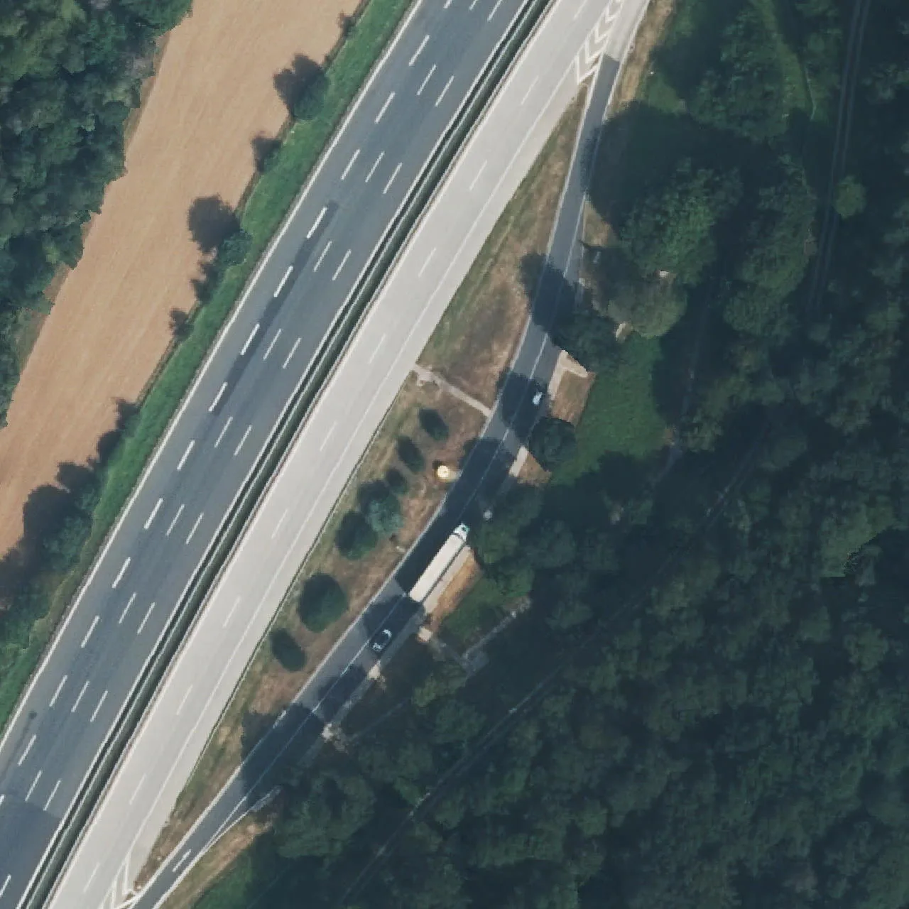 Aerial photo (orthophoto) of truck parking Steinbacher Höhe Ost from 2024