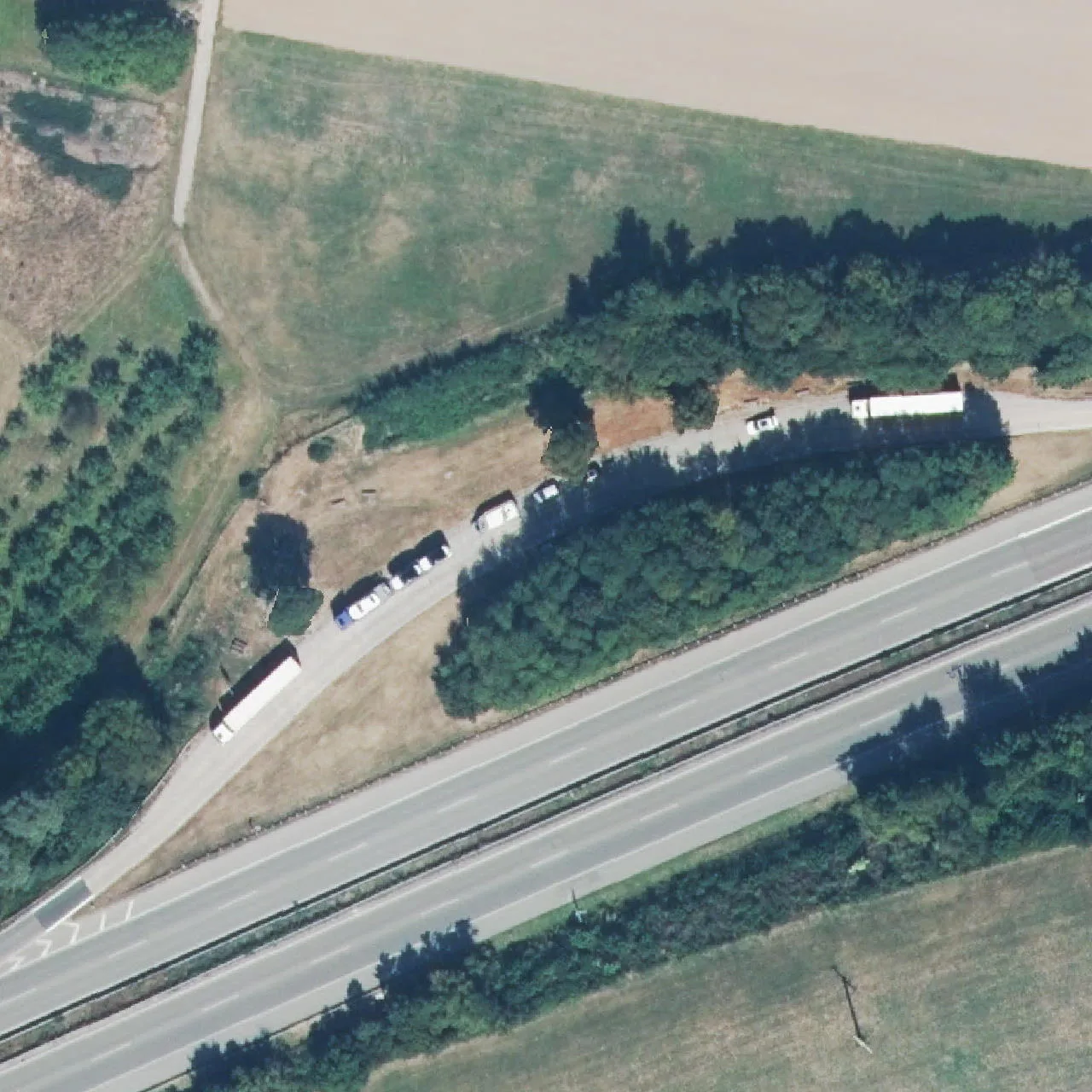 Aerial photo (orthophoto) of truck parking Galgenberg from 2024