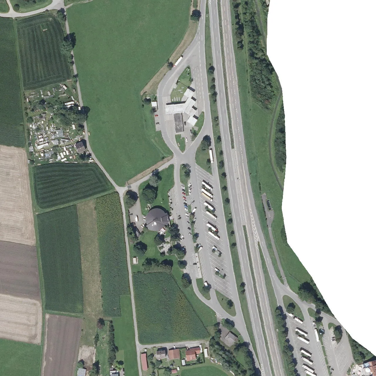Aerial photo (orthophoto) of truck parking Illertal West from 2025