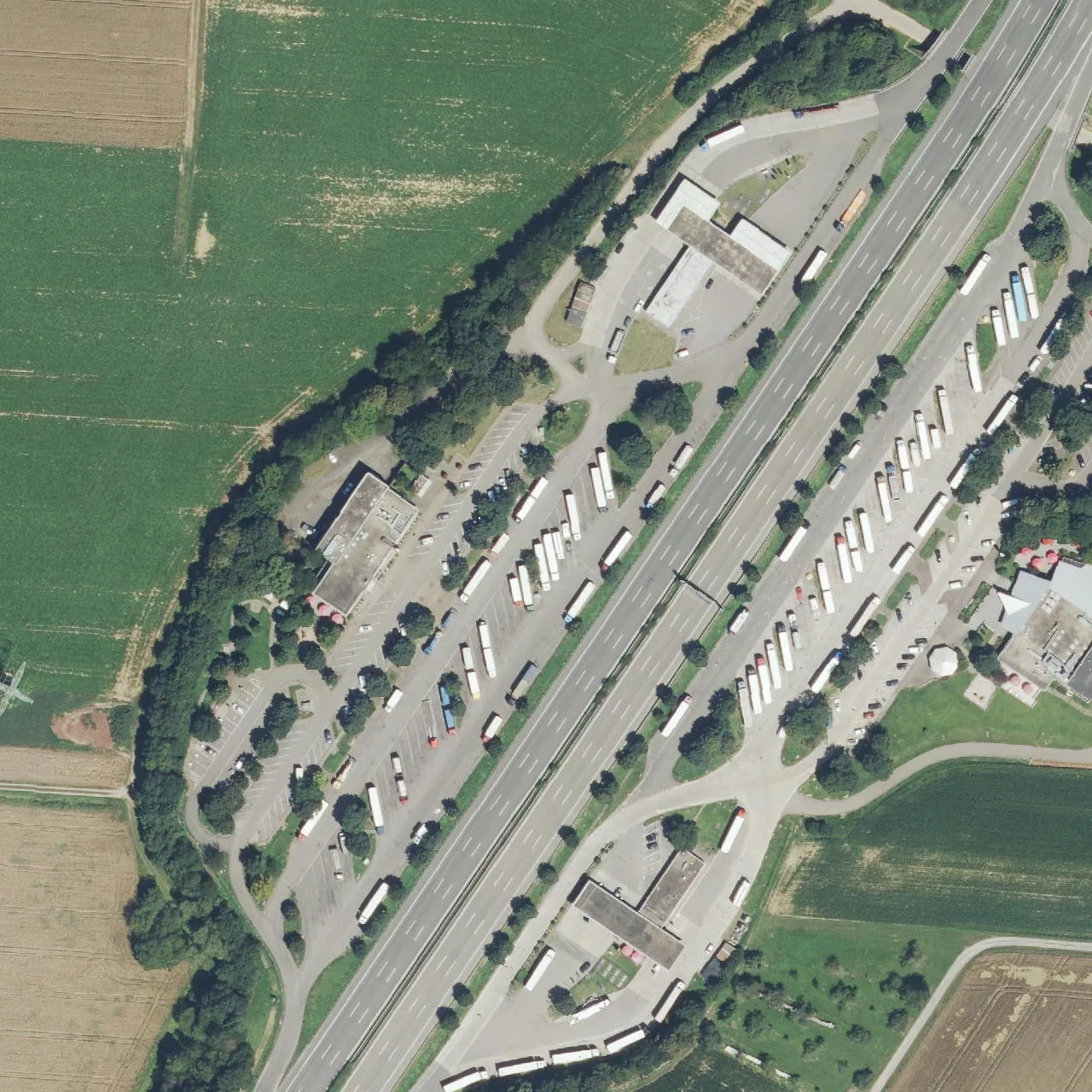Aerial photo (orthophoto) of truck parking Wunnenstein West from 2024