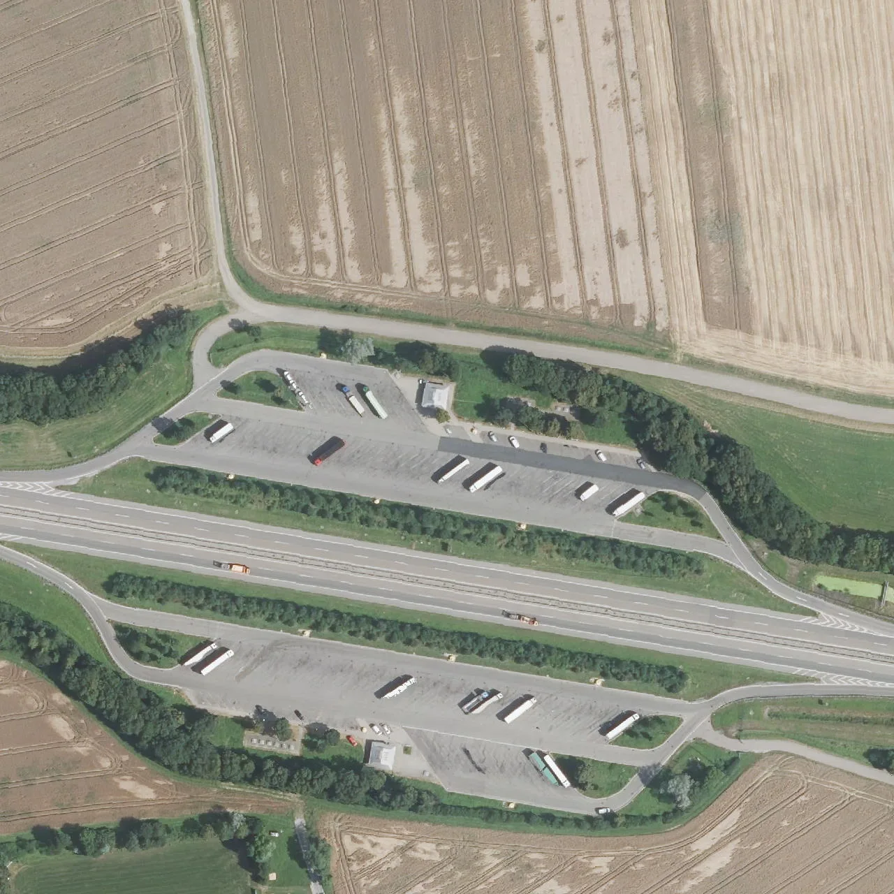 Aerial photo (orthophoto) of truck parking Reußenberg Nord from 2024