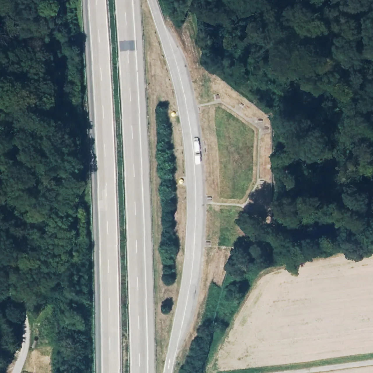 Aerial photo (orthophoto) of truck parking Hegteil from 2024