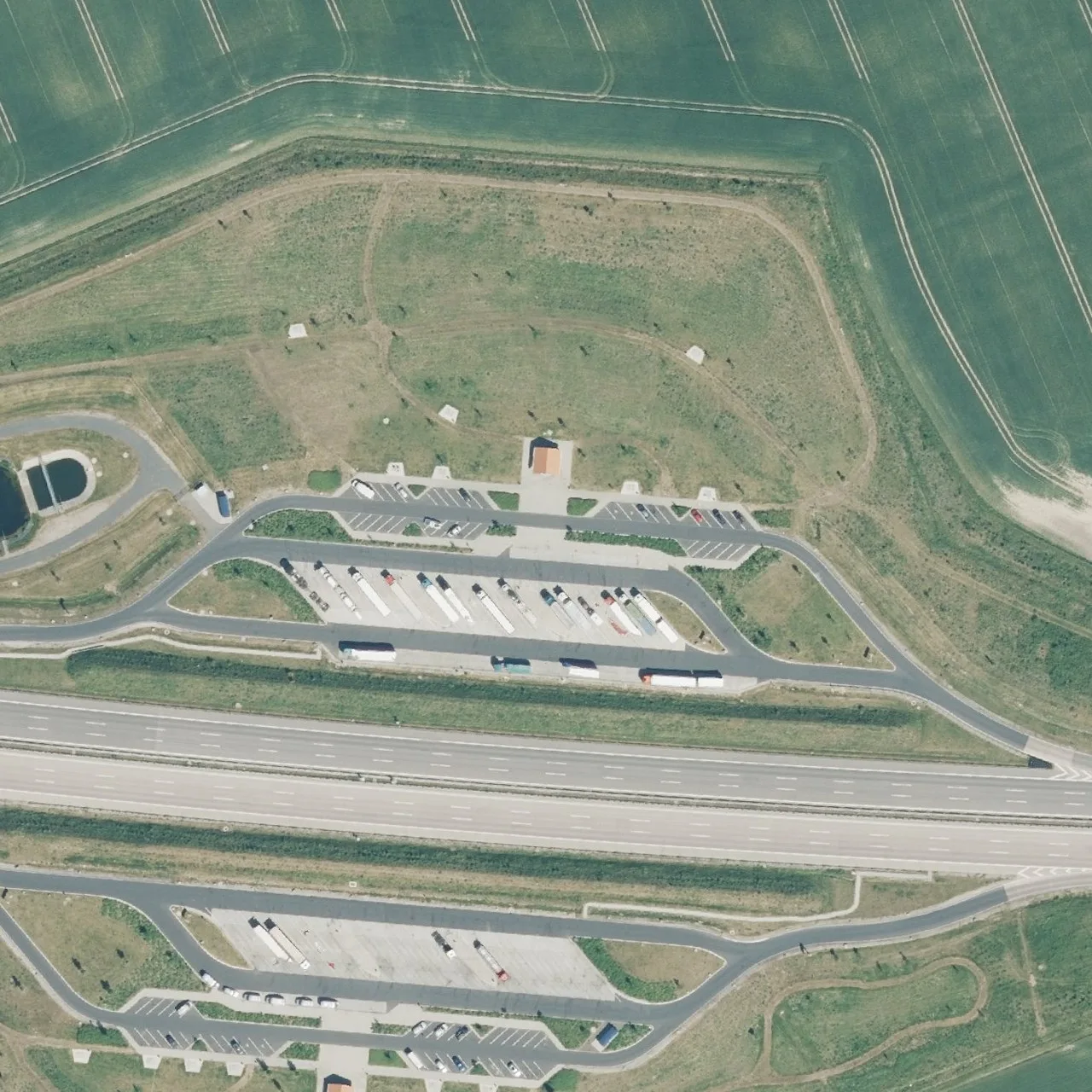 Aerial photo (orthophoto) of truck parking Ziethener Luch from 2024