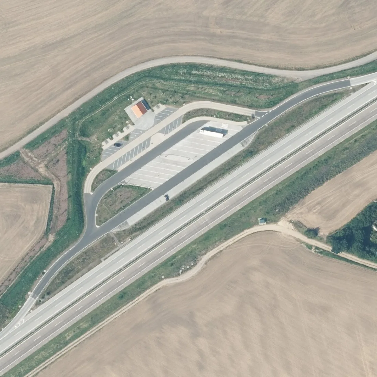 Aerial photo (orthophoto) of truck parking Randowbruch Nord from 2025
