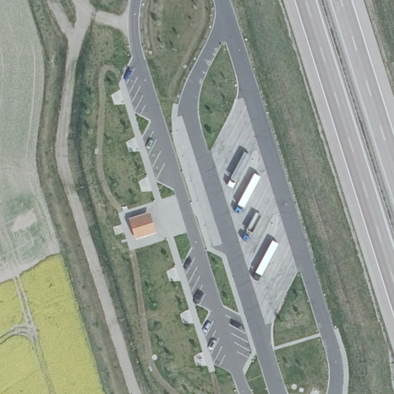 Aerial photo (orthophoto) of truck parking Am Rhinluch from 2025