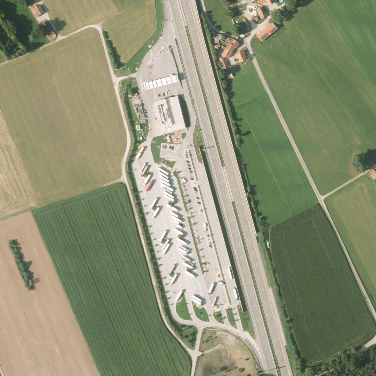 Aerial photo (orthophoto) of truck parking Holzkirchen-Süd from 2022