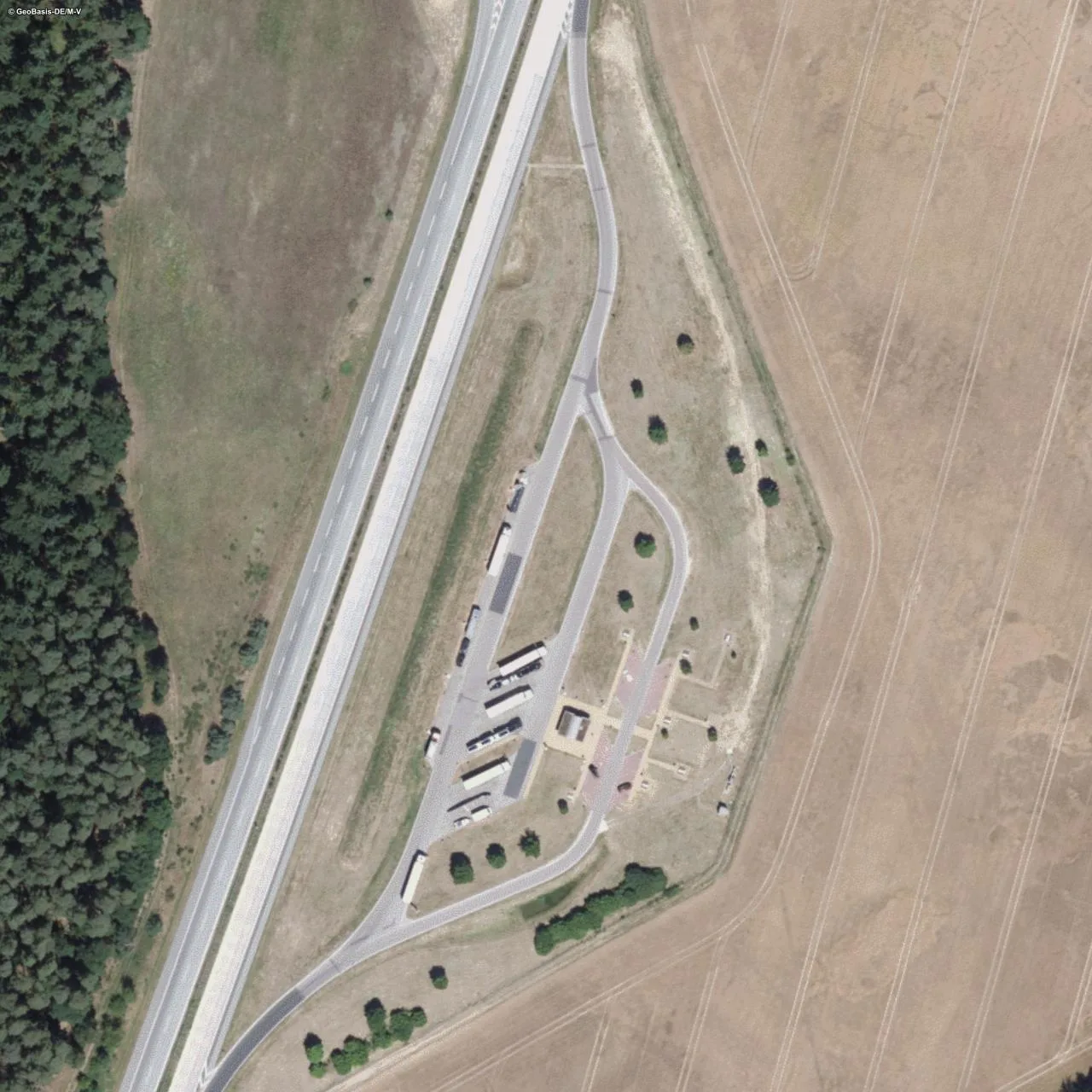 Aerial photo (orthophoto) of truck parking Eldetal Ost from 2023