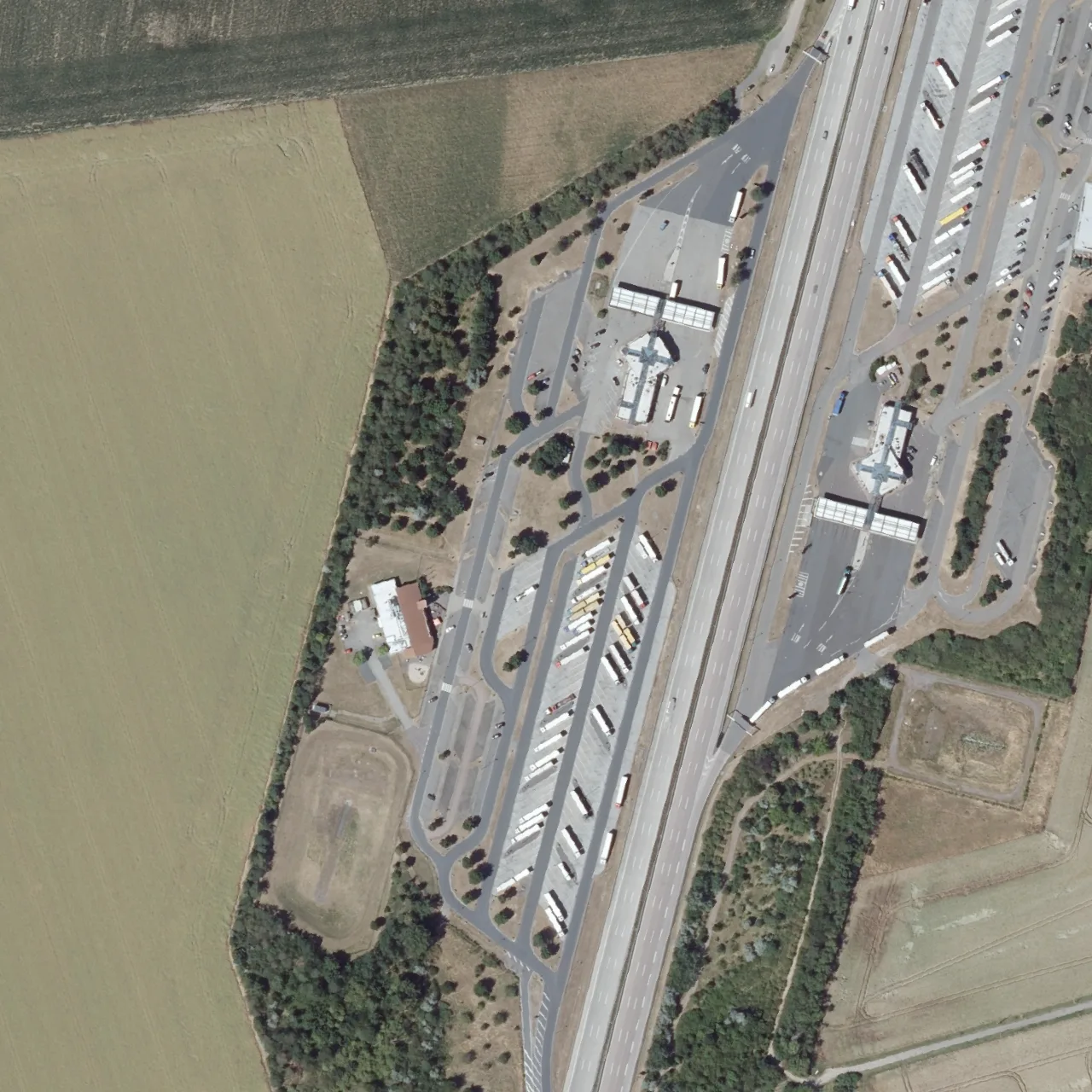Aerial photo (orthophoto) of truck parking Köckern West from 2025