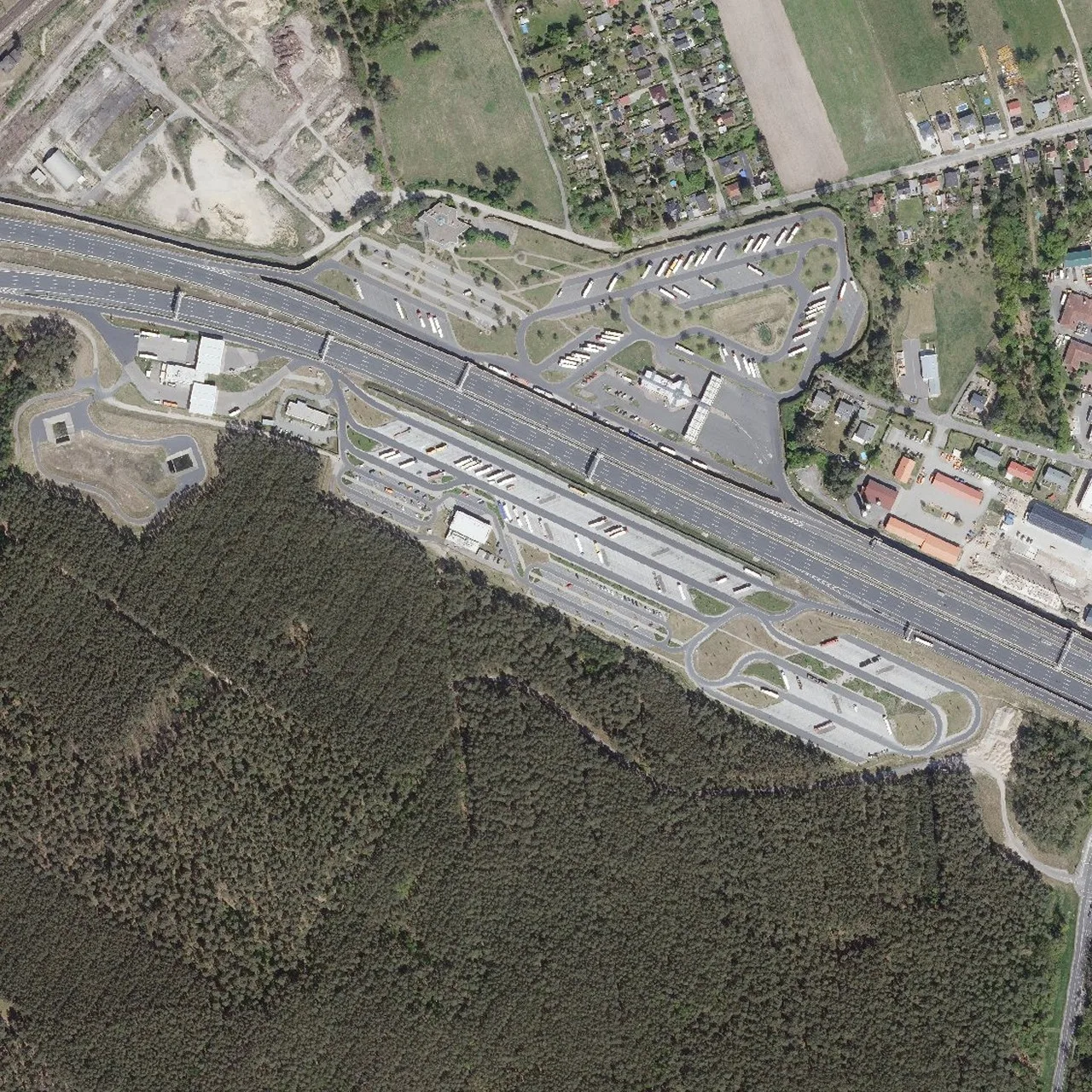 Aerial photo (orthophoto) of truck parking Michendorf Süd from 2024