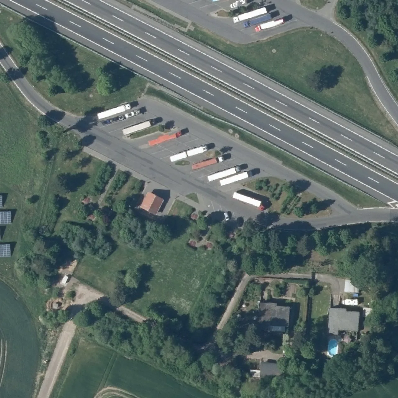 Aerial photo (orthophoto) of truck parking Dorngrund Süd from 2024