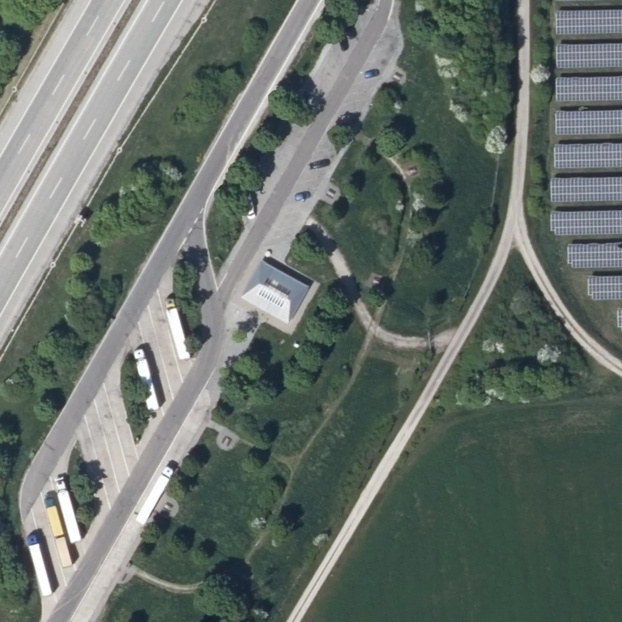 Aerial photo (orthophoto) of truck parking Kurzmandl Ost from 2023