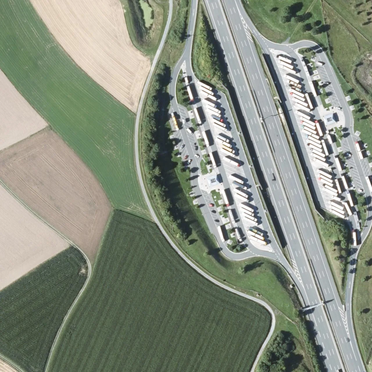 Aerial photo (orthophoto) of truck parking Lipperts West from 2025
