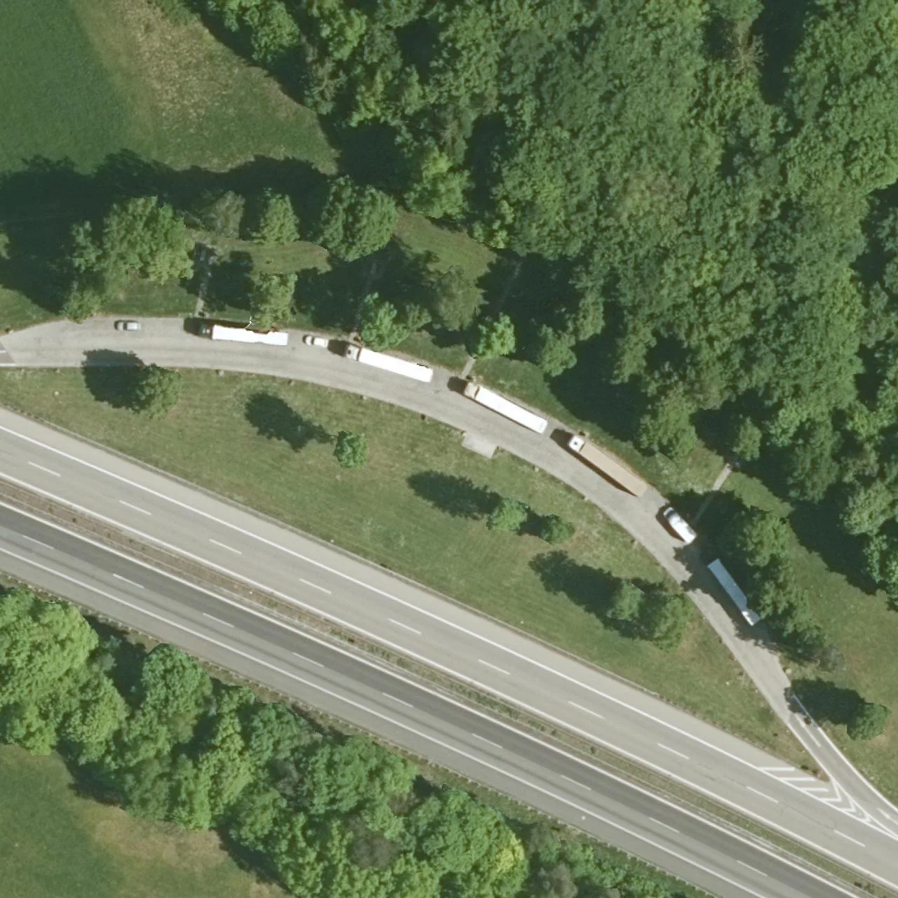 Aerial photo (orthophoto) of truck parking Birkach Nord from 2025