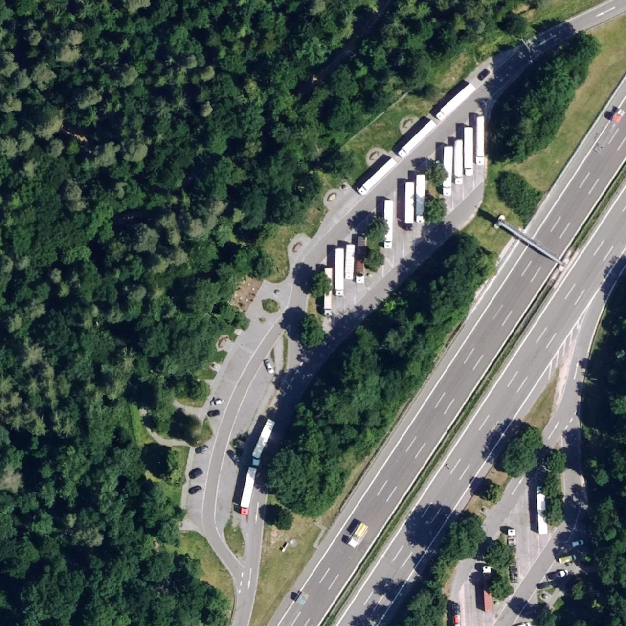 Aerial photo (orthophoto) of truck parking Brunn West from 2025