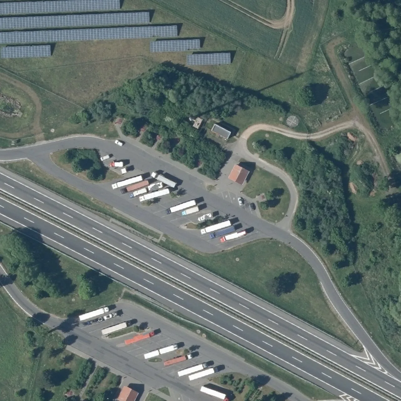 Aerial photo (orthophoto) of truck parking Dorngrund Nord from 2024