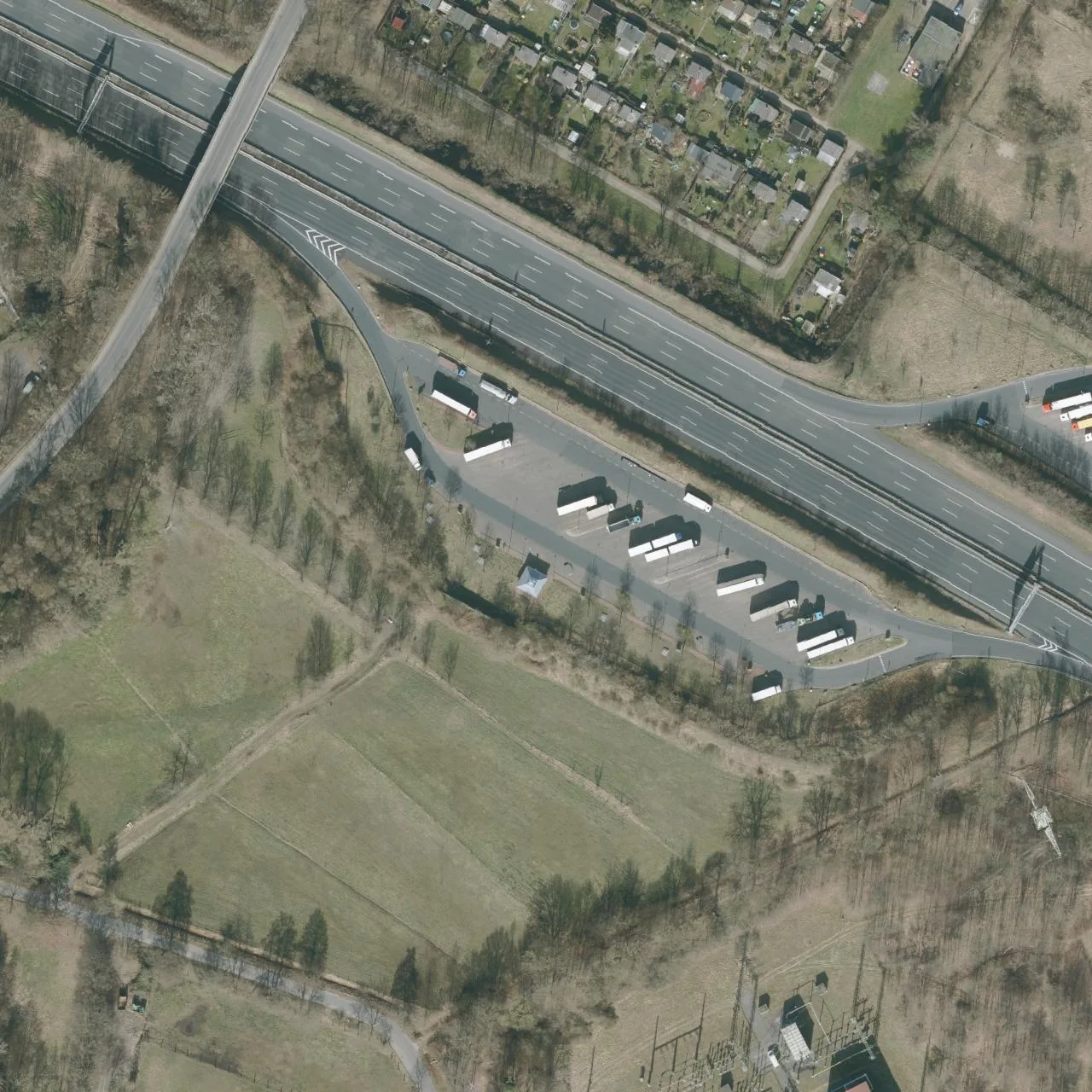 Aerial photo (orthophoto) of truck parking Varrelheide Süd from 2022
