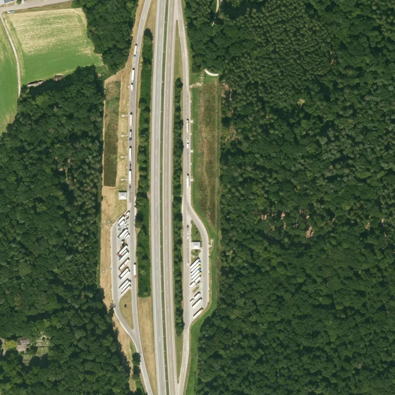 Aerial photo (orthophoto) of truck parking Buchwald-Ost from 2022