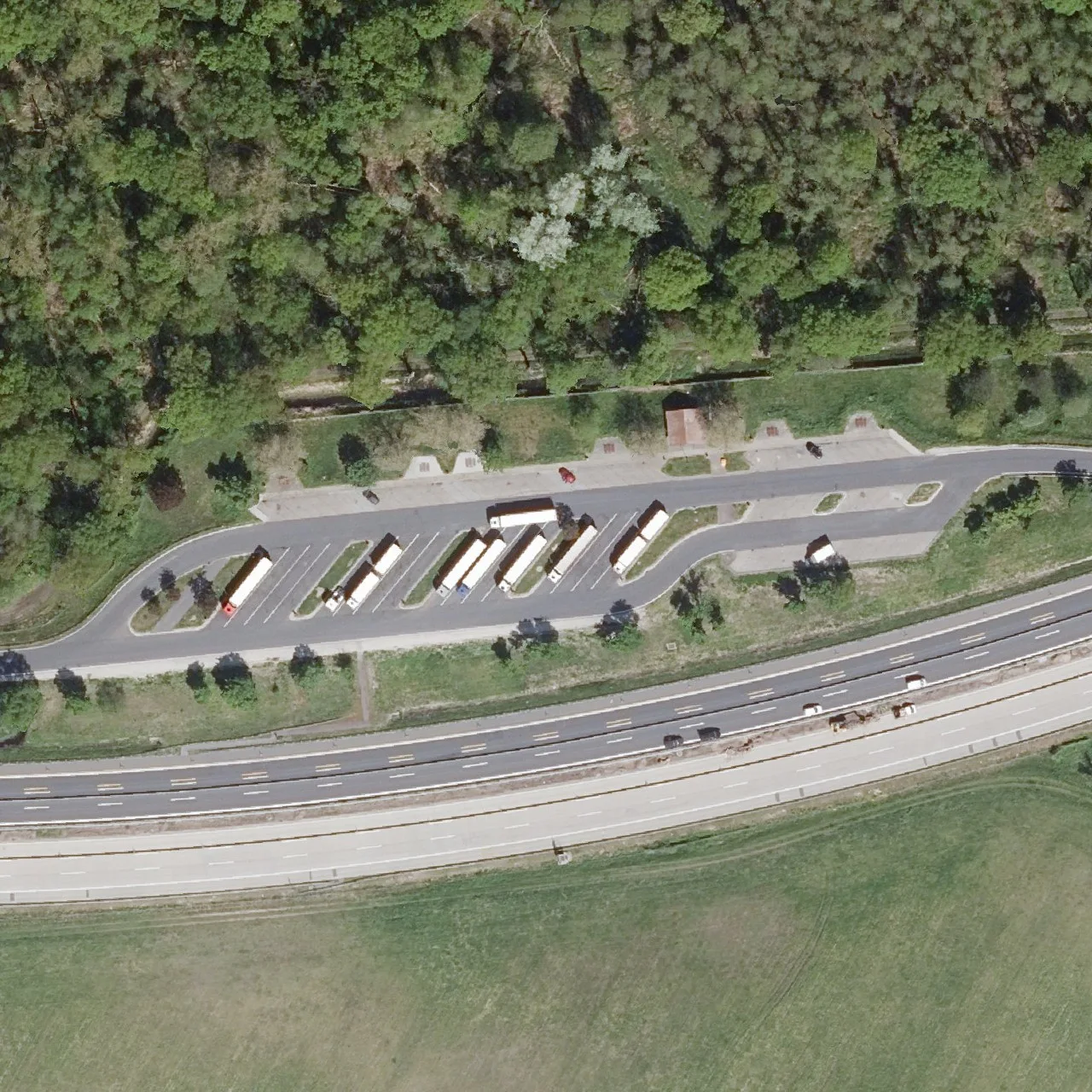 Aerial photo (orthophoto) of truck parking Siethener Elsbruch from 2024