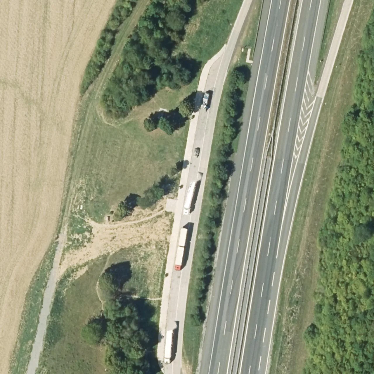 Aerial photo (orthophoto) of truck parking Wernbrücke West from 2023