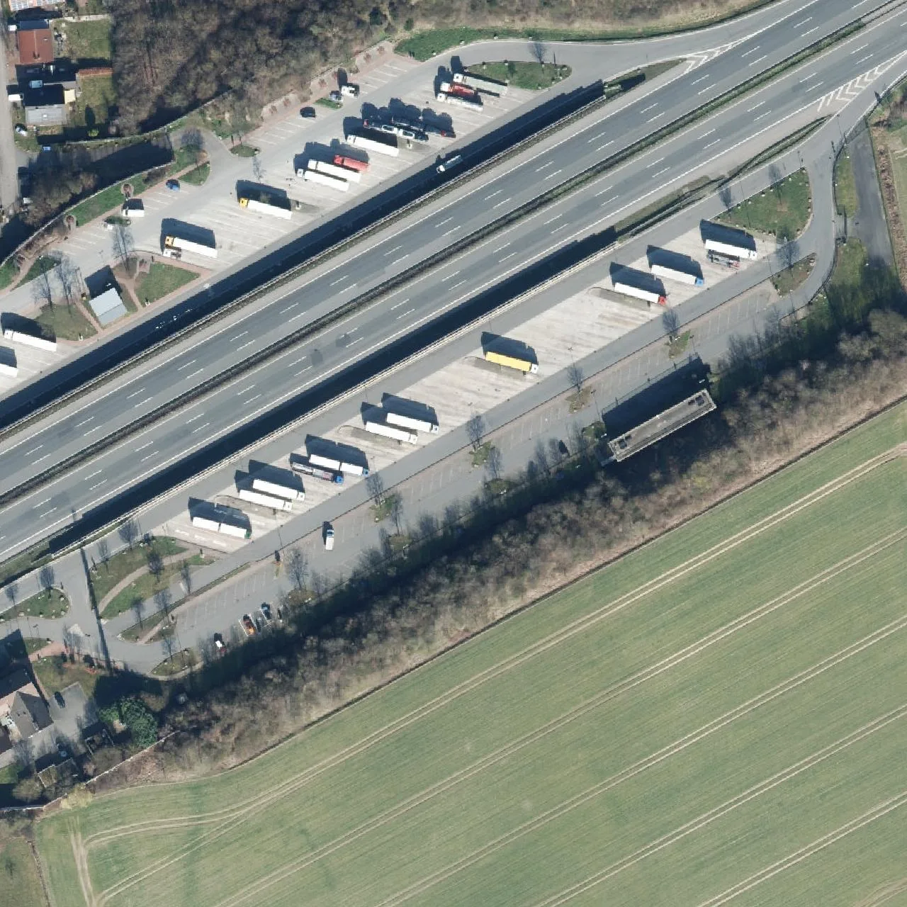 Aerial photo (orthophoto) of truck parking Vellern Süd from 2024