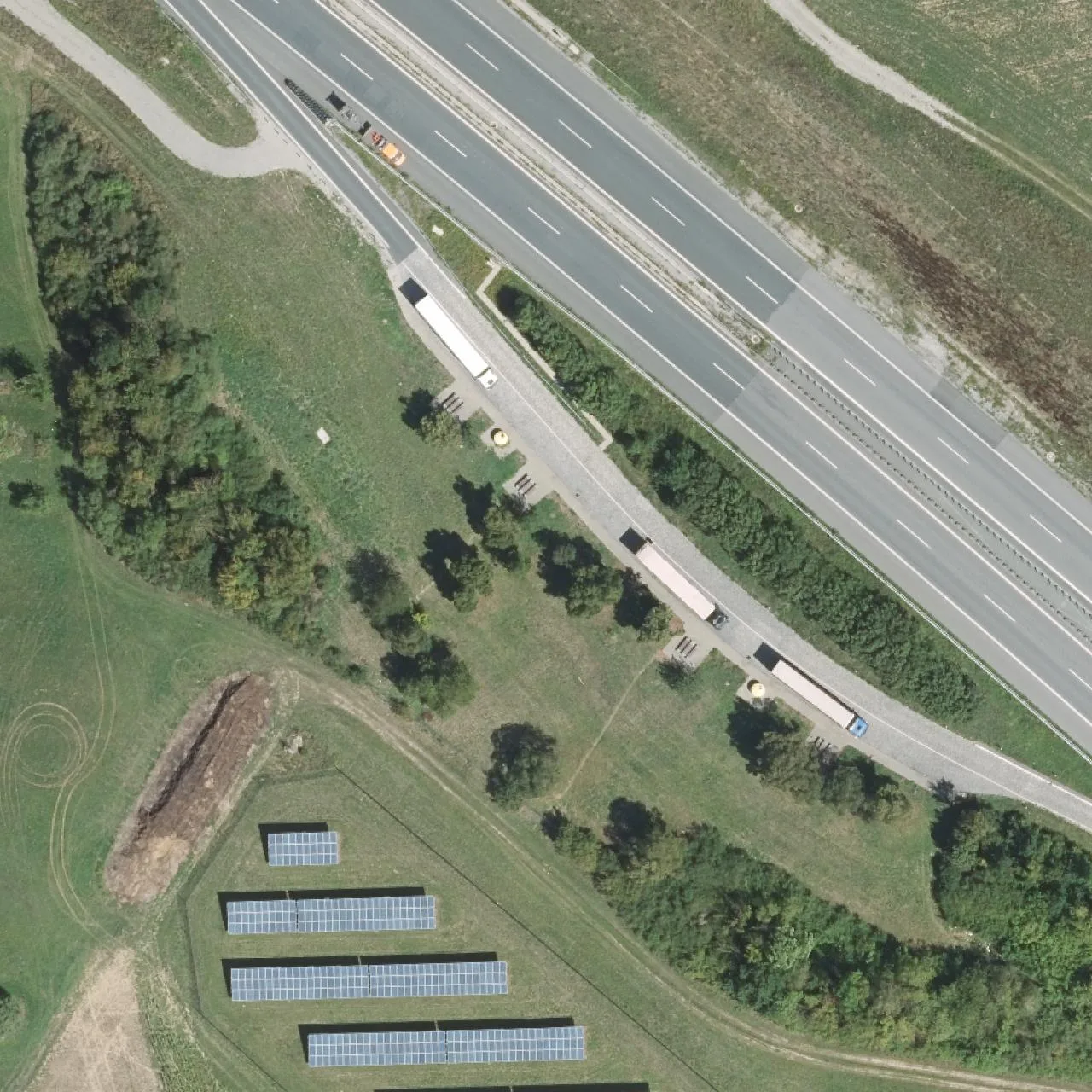 Aerial photo (orthophoto) of truck parking Huthstadt West from 2023
