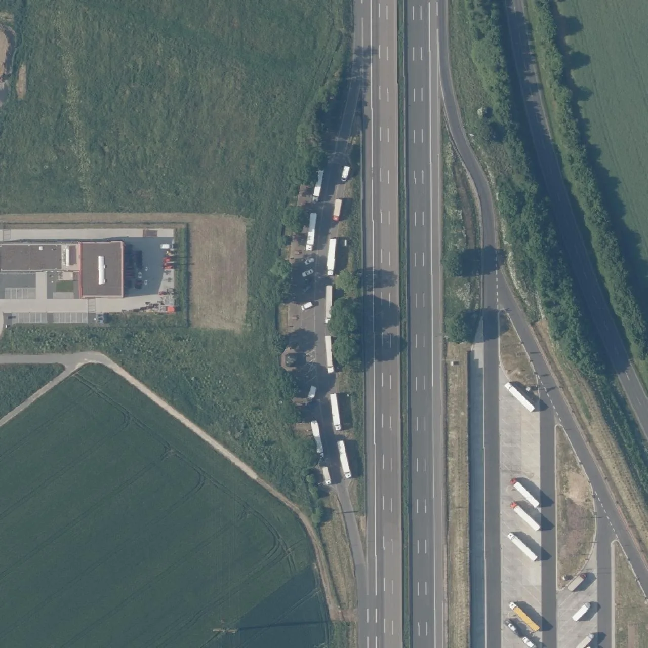 Aerial photo (orthophoto) of truck parking Spießwald from 2023