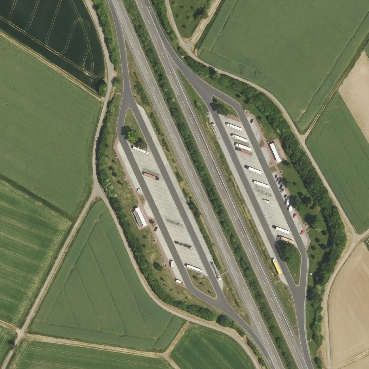 Aerial photo (orthophoto) of truck parking Auf der Pfingstweide West from 2023