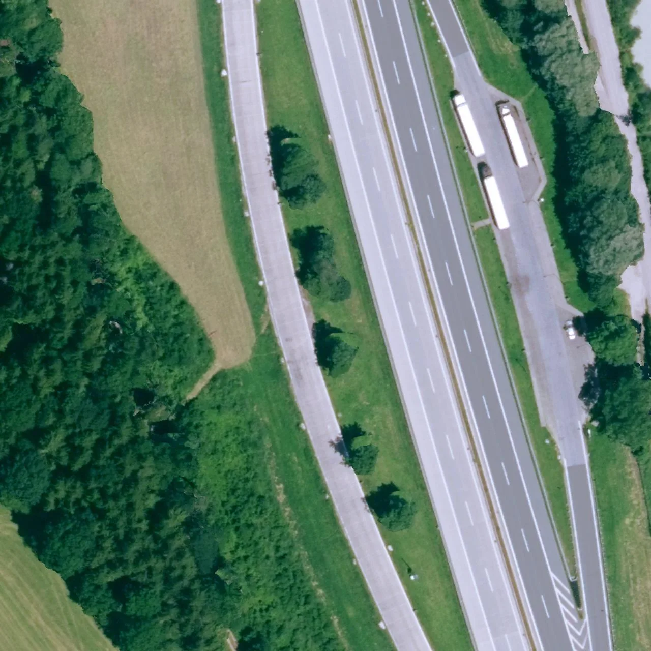Aerial photo (orthophoto) of truck parking Wildbarren West from 2024