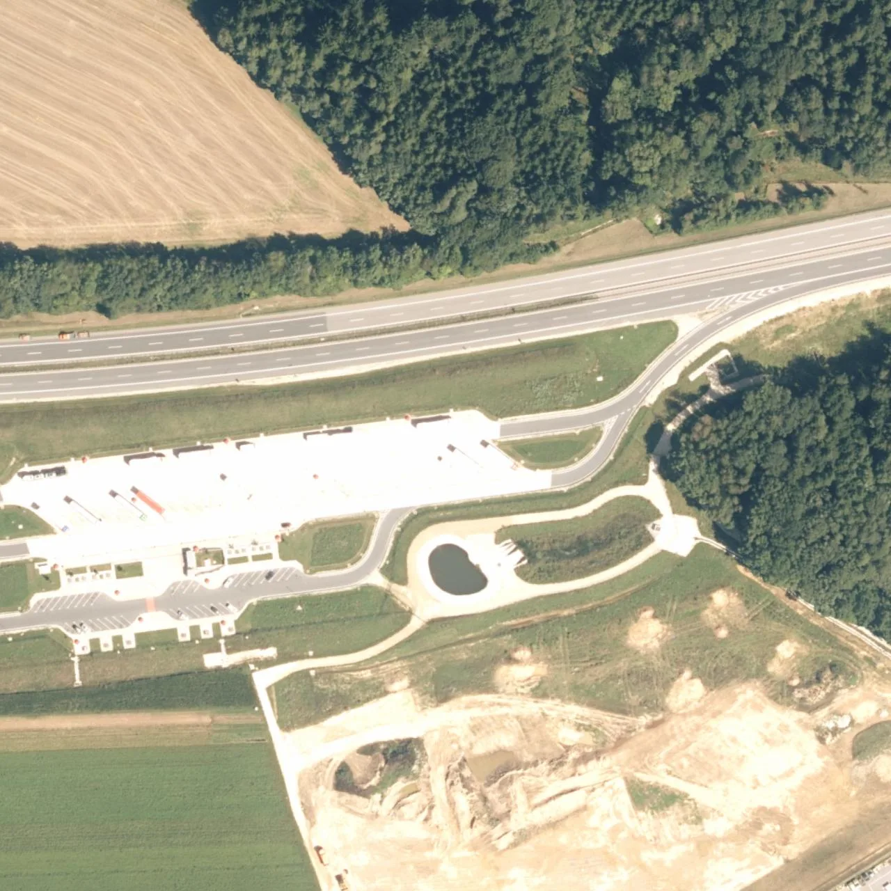 Aerial photo (orthophoto) of truck parking Ottenberg from 2025