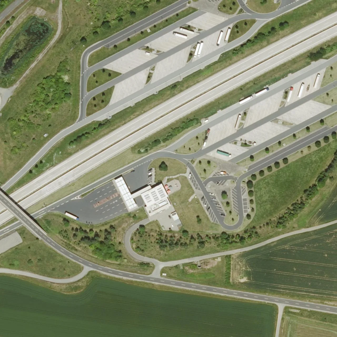 Aerial photo (orthophoto) of truck parking Mellrichstädter Höhe Ost from 2025