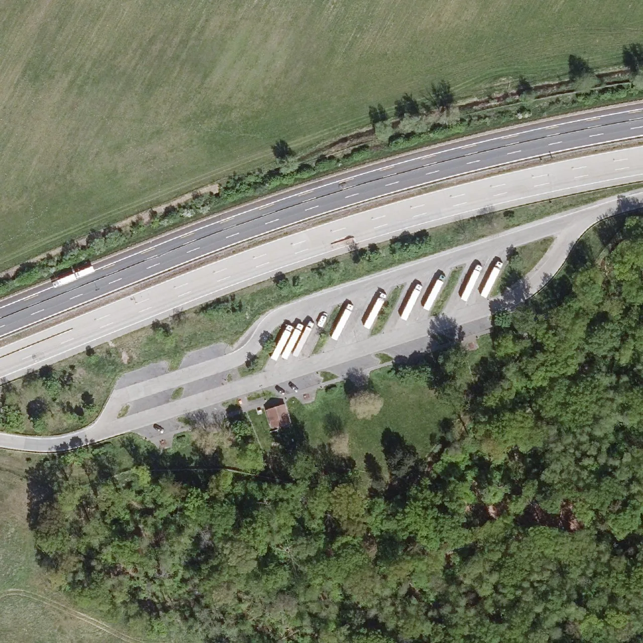 Aerial photo (orthophoto) of truck parking Schieferberg from 2024