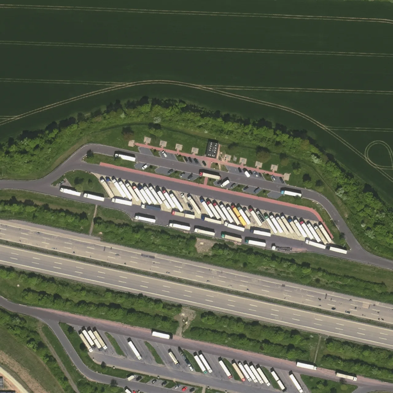 Aerial photo (orthophoto) of truck parking Lorkberg Nord from 2025