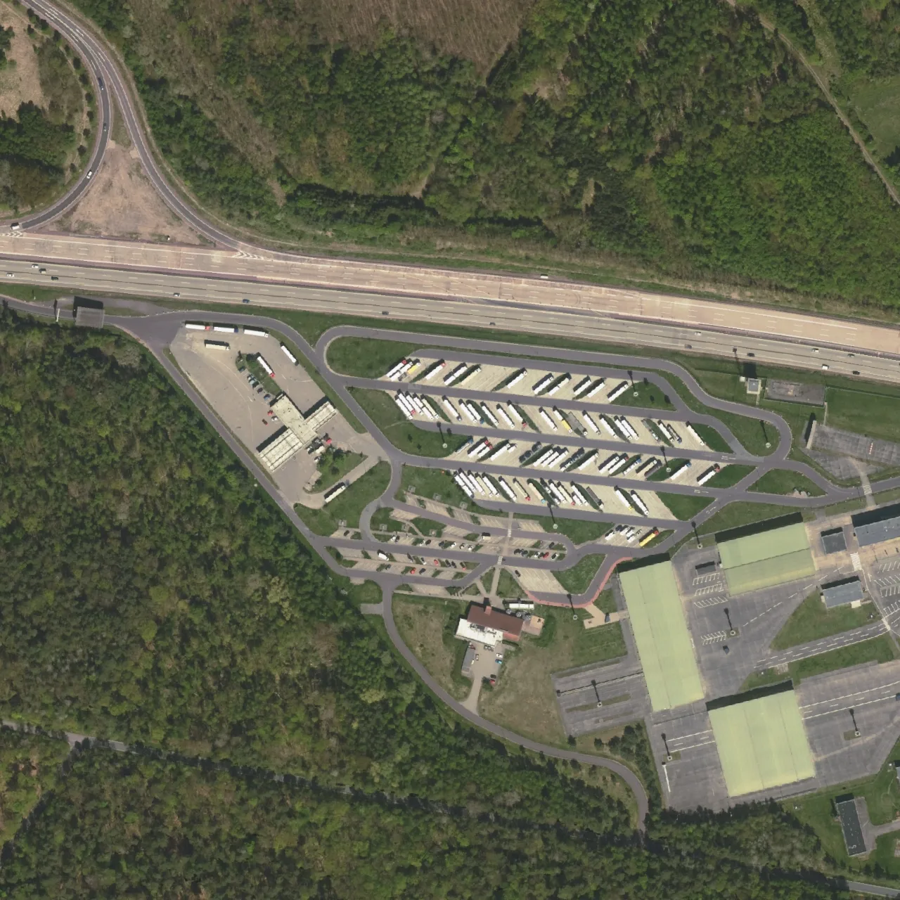 Aerial photo (orthophoto) of truck parking Marienborn  from 2025
