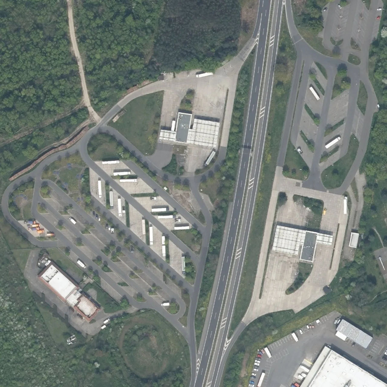 Aerial photo (orthophoto) of truck parking Waldeck West from 2023
