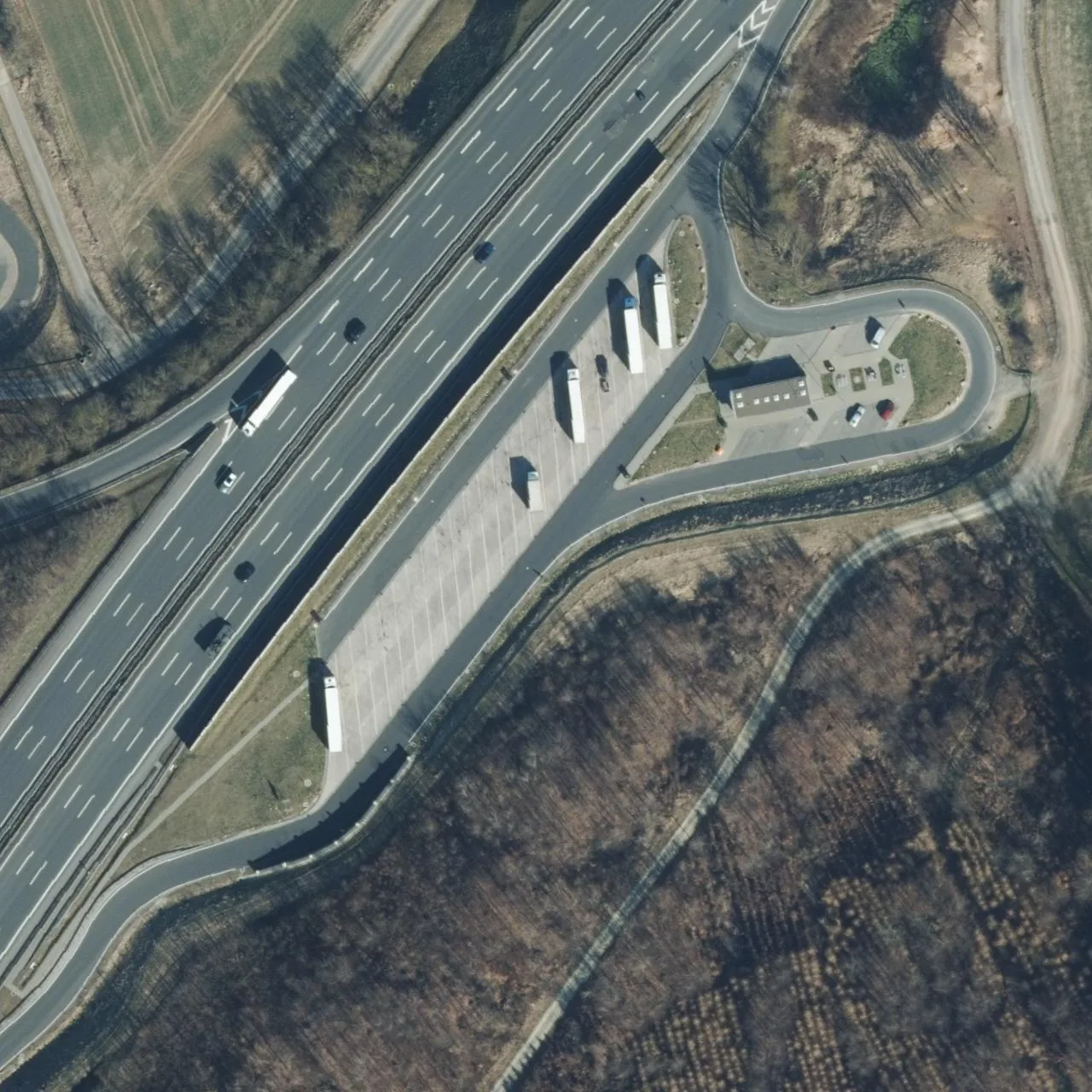 Aerial photo (orthophoto) of truck parking Am Bierberg Ost from 2025