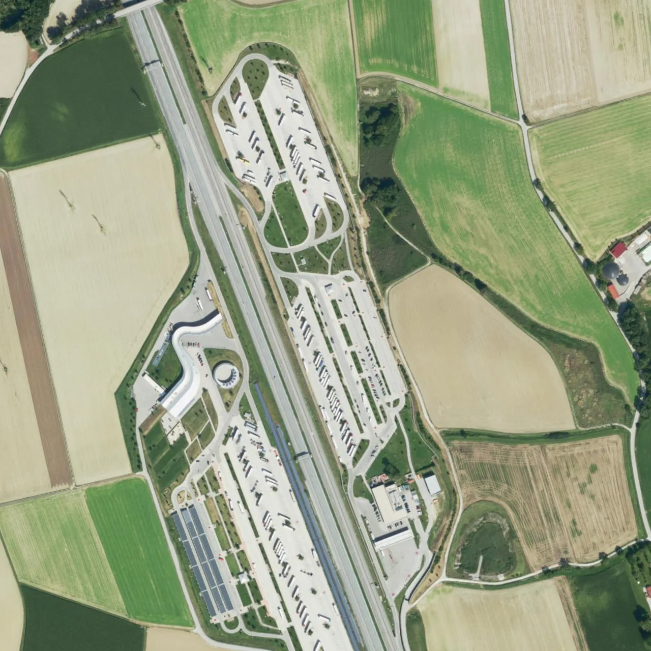 Aerial photo (orthophoto) of truck parking Fürholzen Ost from 2022