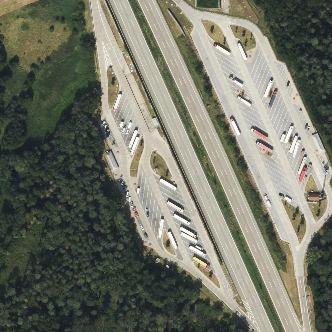Aerial photo (orthophoto) of truck parking Baarer Weiher West from 2022