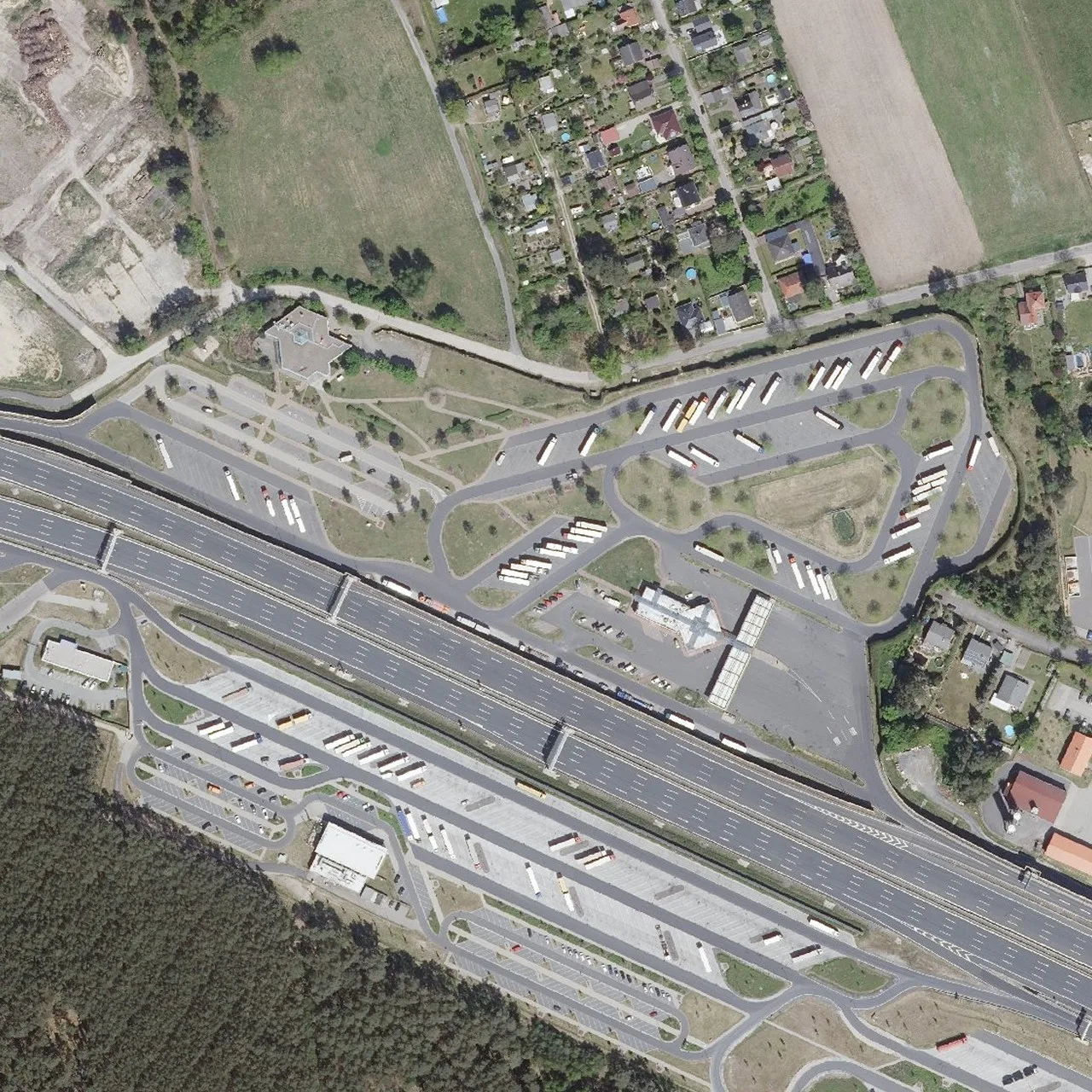 Aerial photo (orthophoto) of truck parking Michendorf Nord from 2024